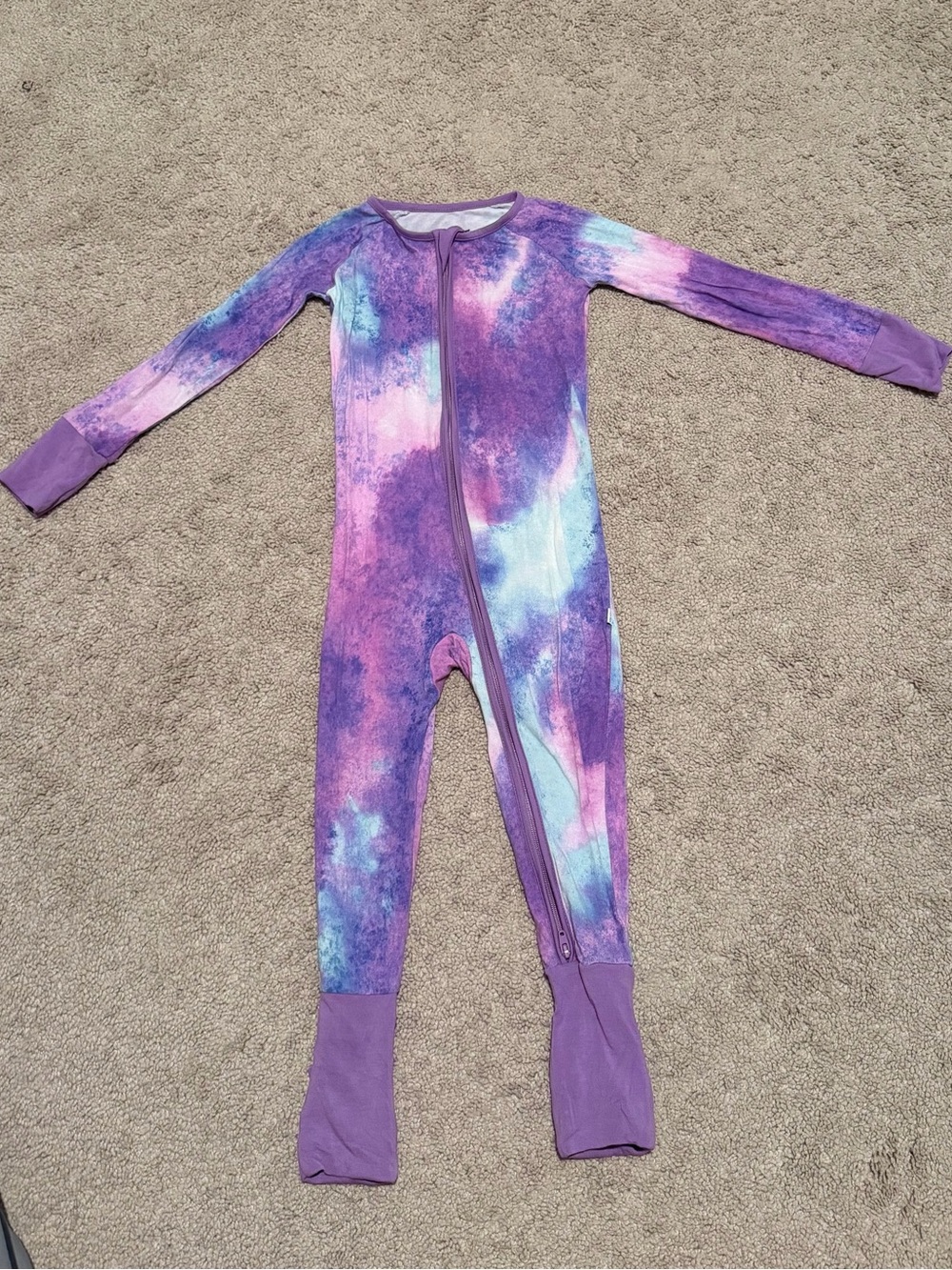 Little Sleepies Zippy Purple Watercolor Tie-Dye Footie Pajama